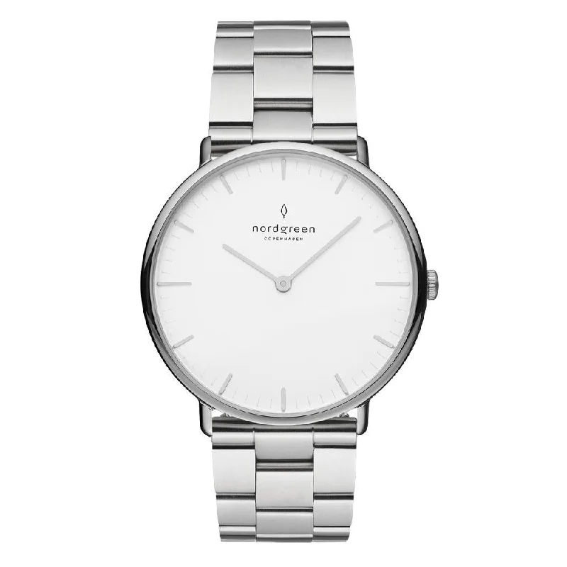 Men's Special Edition Style Dress Watches-Nordgreen Native Silver Stainless Steel 32mm Silver Case Watch