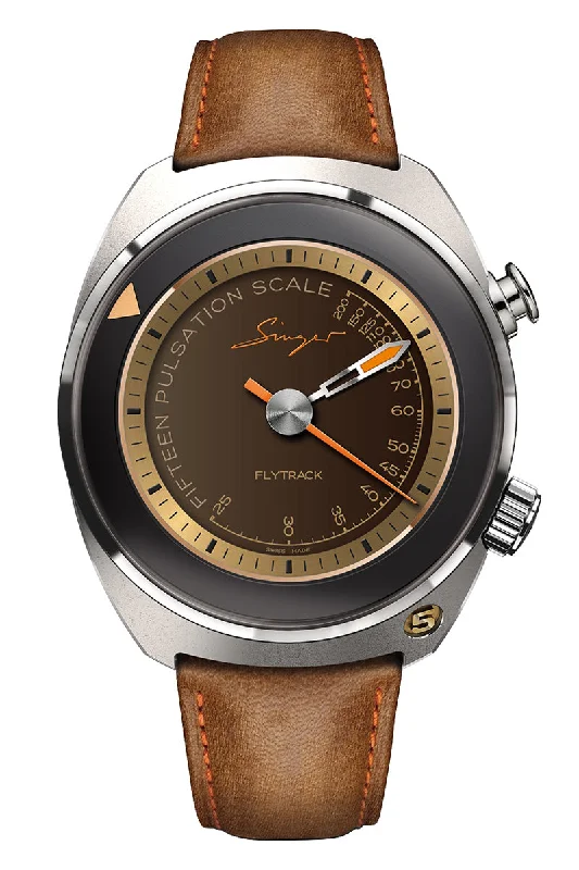 Men's Automatic Wind Dress Watches-Singer Reimagined Singer Flytrack Pulsometer SR102