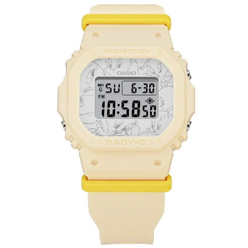 Unisex Oval Case Style Watches-Casio Baby-G Ladies Yellow Watch BGD-565TW-5ER