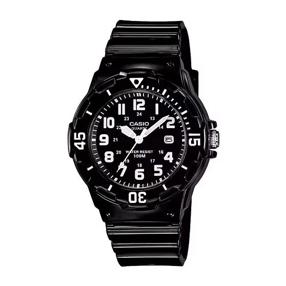 Unisex Square Case Style Watches-Casio Resin Black Watch LRW-200H-1BVDF