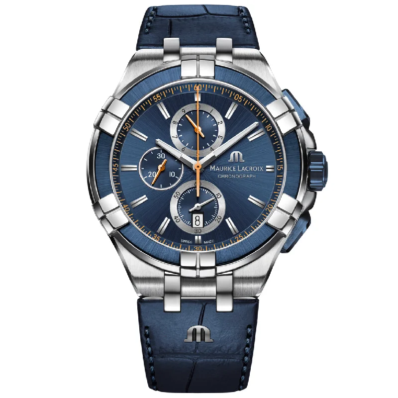 Men's Swiss Analog Edition-Maurice Lacroix Men's Blue Aikon Chronograph Watch AI1018-SS001-432-4 Men's Swiss Analog Edition-Maurice Lacroix Men's Blue Aikon Chronograph Watch AI1018-SS001-432-4