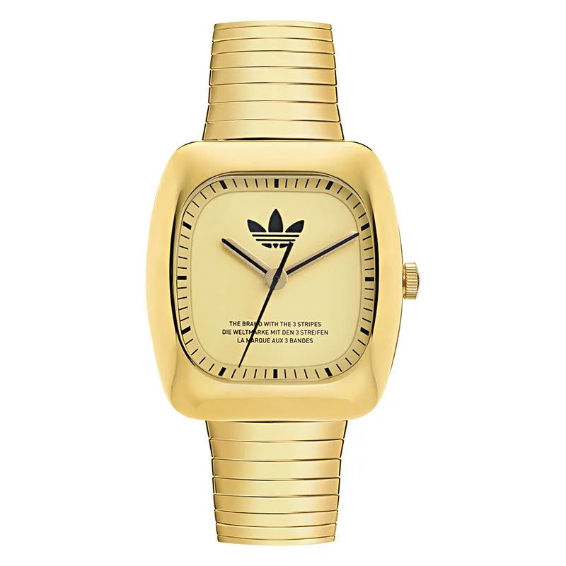 Unisex American Made Style Watches-Adidas Originals Retro Wave One Unisex Gold Watch AOSY24024