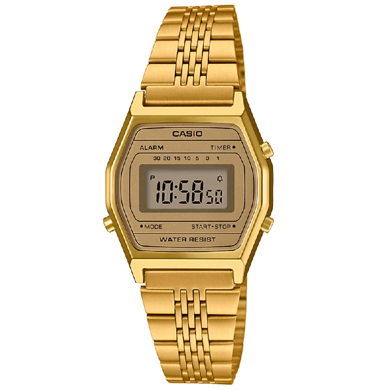 Unisex Waterproof Watches-Casio Vintage Unisex Gold Watch LA690WEGA-9EF