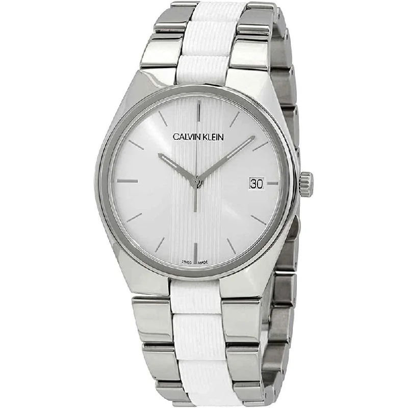 Men's Swiss Night Out Edition-Calvin Klein Watch Contrast Silver K9E211K6