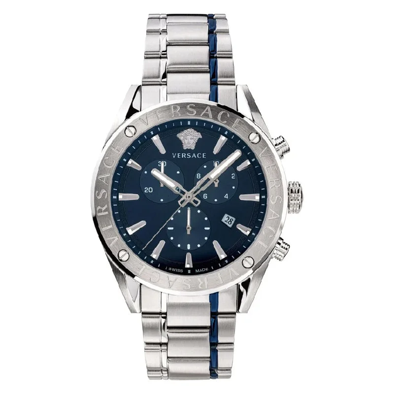 Men's Swiss Watch Deals-Versace Men's Watch V-Chrono Blue Bracelet VEHB00519