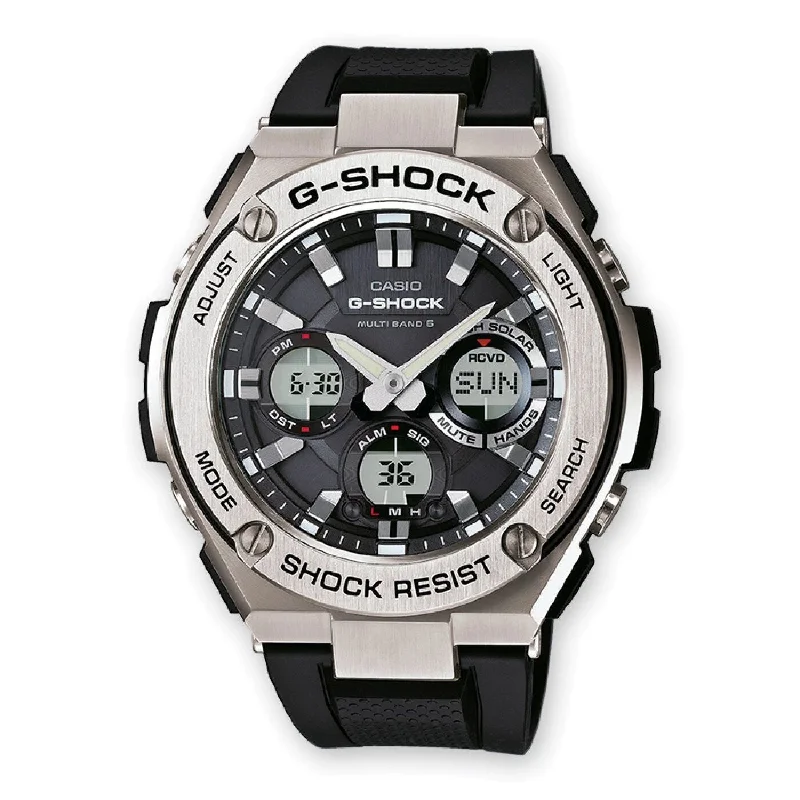Men's Radio Signal Watches-Orologio G-Shock GST-W110-1AER radiocontrollato e ricarica solare