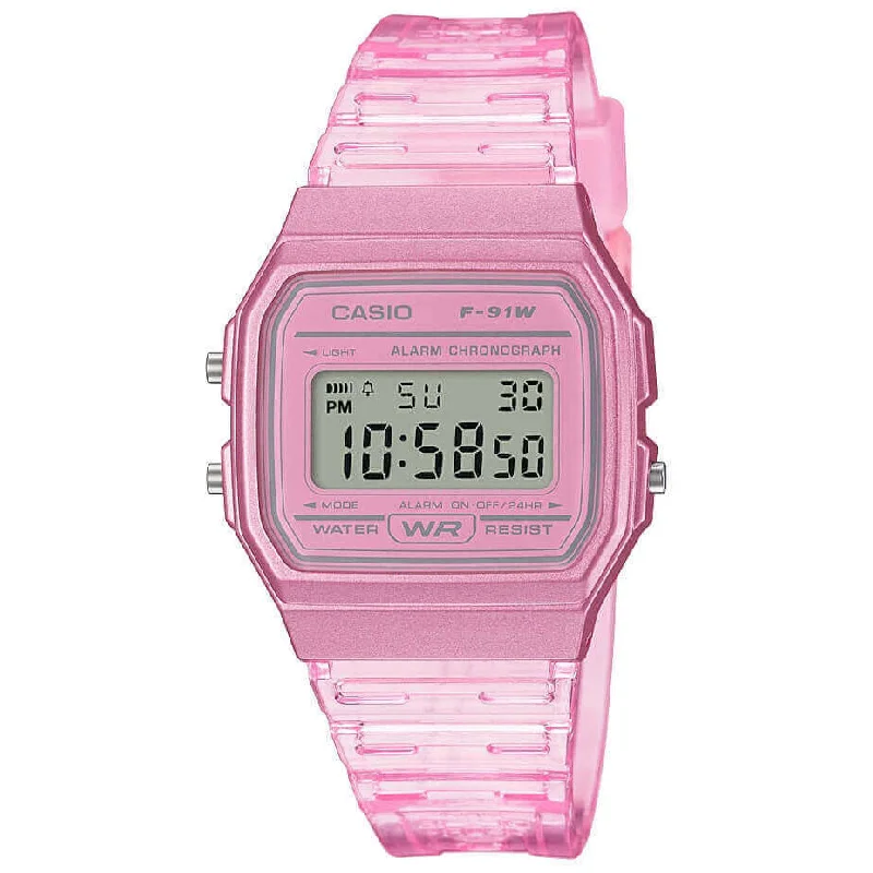 Men's Classic Watch Romantic Dinner Edition-Casio F-91 Classic Unisex Pink Watch F-91WS-4EF