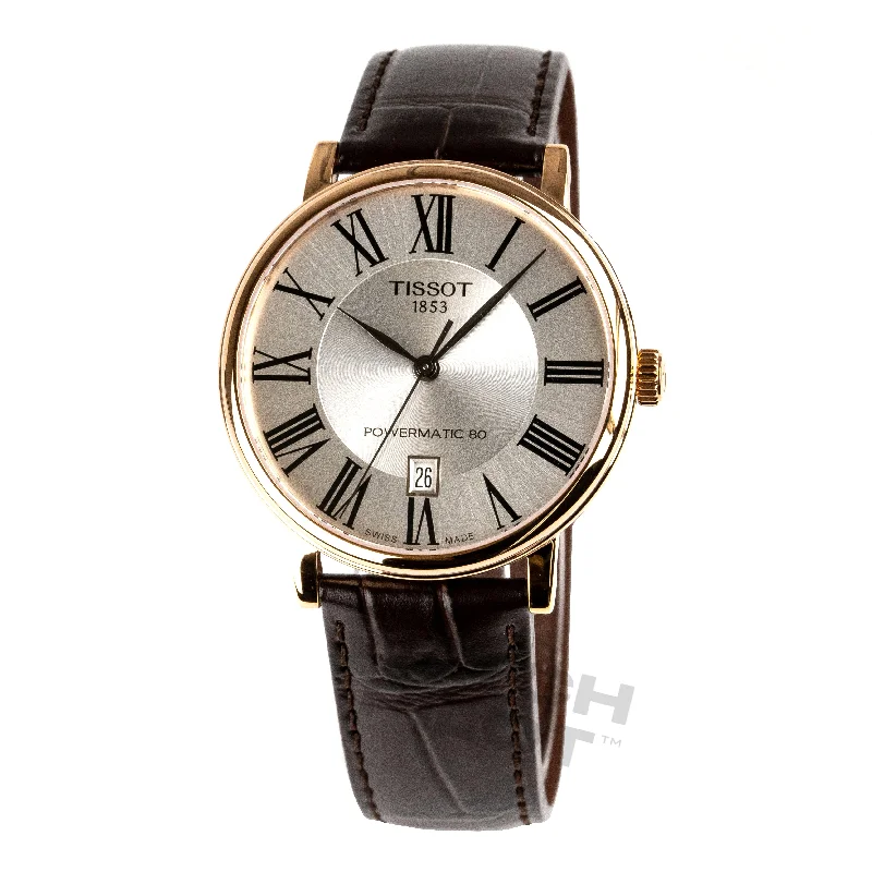 Men's Swiss Date Night Edition-Tissot Men's Watch Carson Auto Powermatic 80 Premium 40mm Silver Brown T1224073603300 Men's Swiss Date Night Edition-Tissot Men's Watch Carson Auto Powermatic 80 Premium 40mm Silver Brown T1224073603300