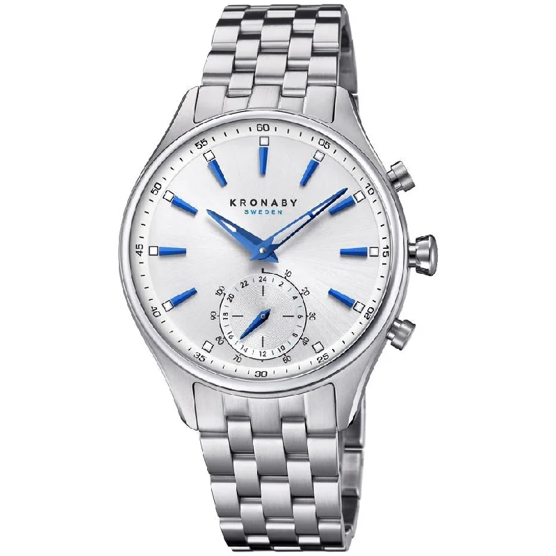 Men's Stylish Slim Watches-Kronaby S3121/1 Men's Silver Sekel Hybrid Smartwatch