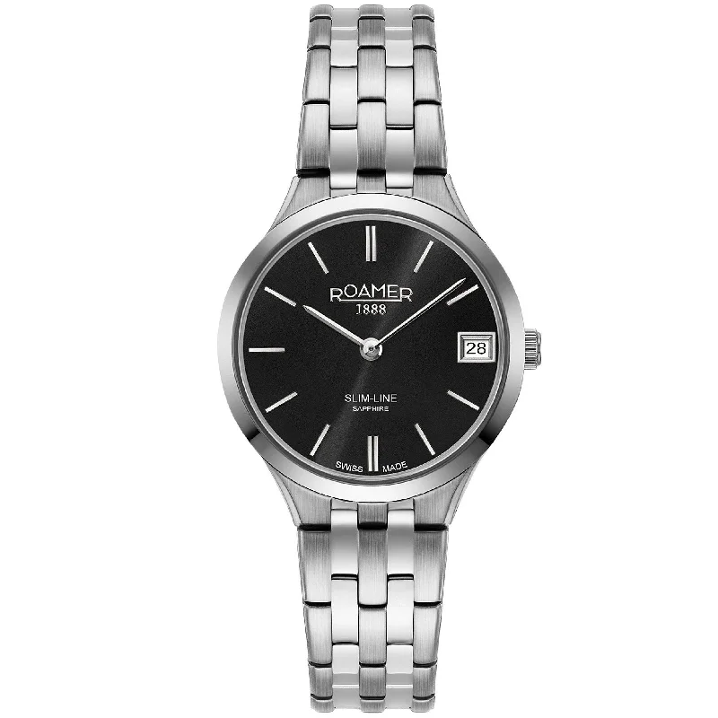 Men's Business Meeting Slim Watches-Roamer Ladies Black Slim-Line Classic Watch 512857 41 55 20 Men's Business Meeting Slim Watches-Roamer Ladies Black Slim-Line Classic Watch 512857 41 55 20