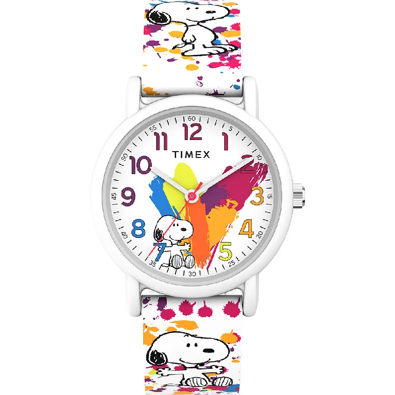 Unisex Handmade Style Watches-Timex Peanuts Weekender Color Rush Unisex White Watch TW2V77600