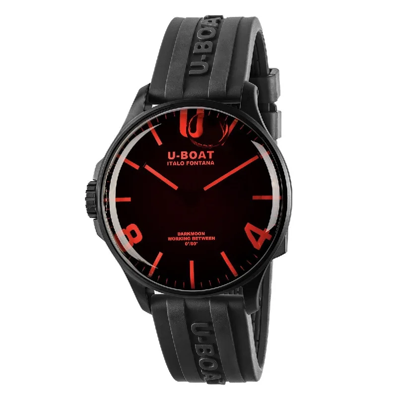 Men's Swiss Winter Edition-U-Boat Watch Darkmoon 44 Red Sapphire IP Black 8466/C