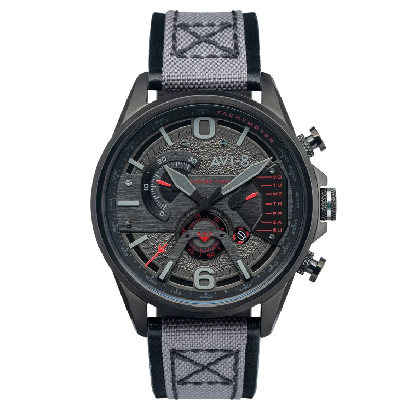 Men's Field Watches Medium Size Edition-AVI-8 Men's Stealth Black Hawker Harrier II Watch AV-4056-05