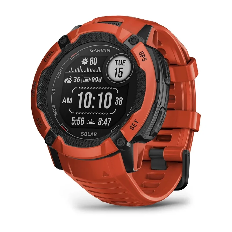 Men's Small Size Design Sports Watches-Orologio Garmin Instinct 2X Solar Flame Red 010-02805-01