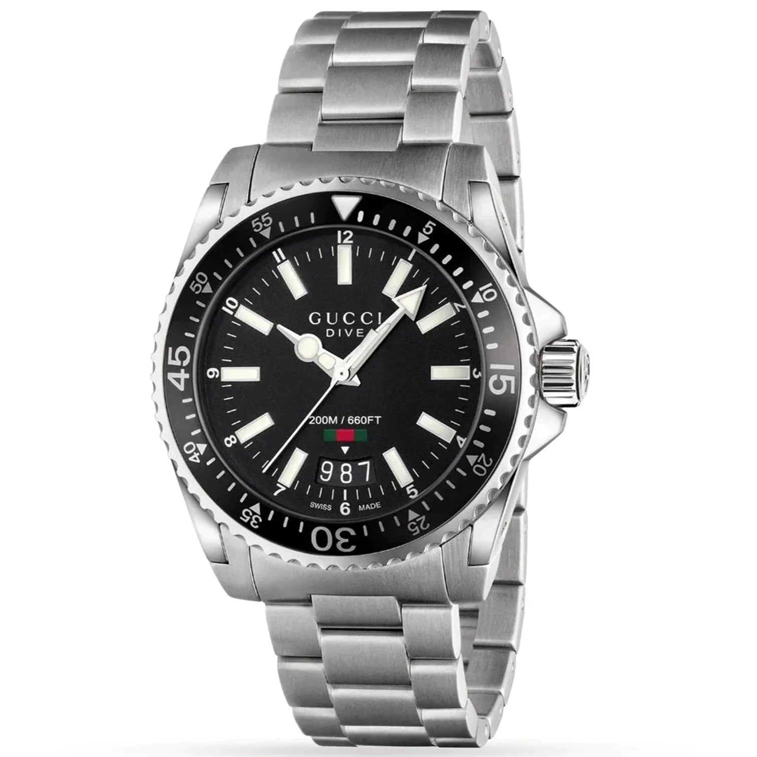 Men's Swiss Designer Edition-Gucci YA136301A Men's Dive Black Watch
