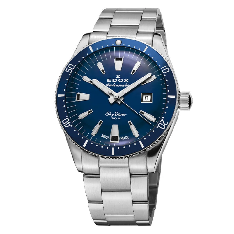 Men's Swiss New Year's Eve Edition-Edox Men's Watch Limited Edition Sky Diver Automatic Blue 80126-3BUM-BUIN