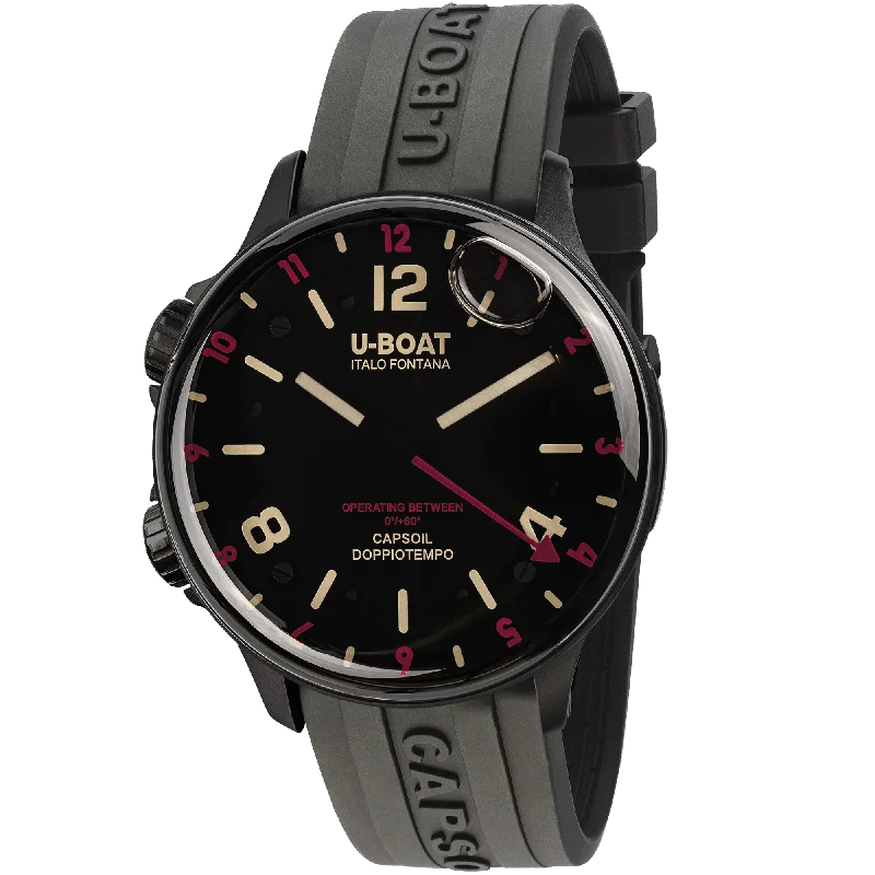 Men's Swiss Mechanical Movement Edition-U-Boat Watch Doppiotempo 45 DLC Red Rehaut 8841/B