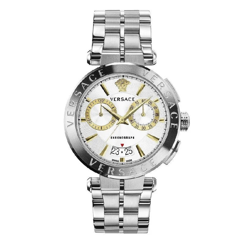 Men's Swiss Watch Warranty-Versace Aion Chronograph Men's White Watch VE1D02323