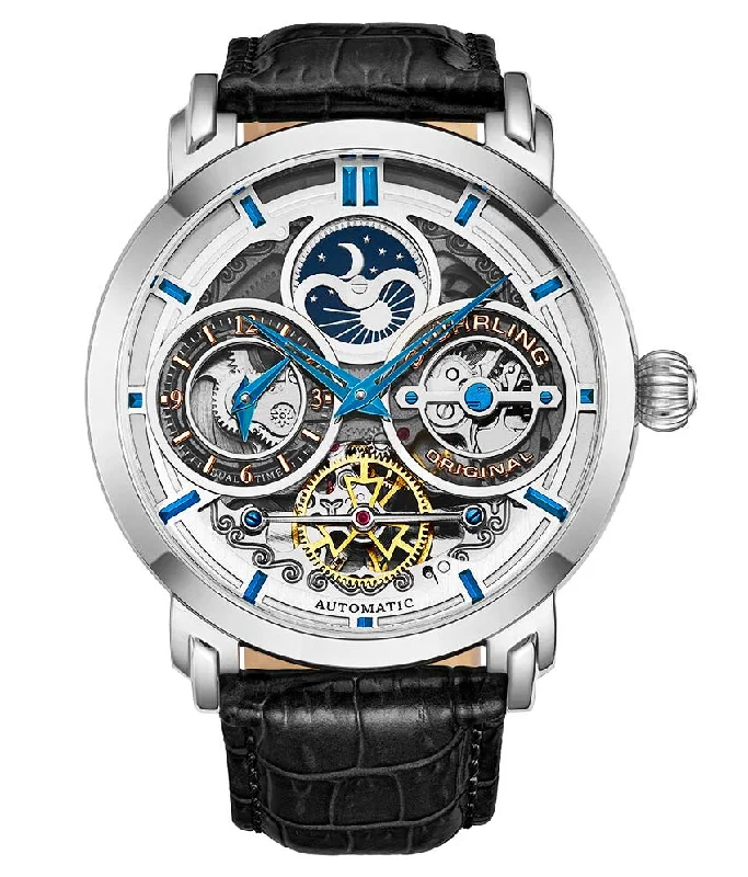Silver Dial/Silver Case/Black Leather Strap