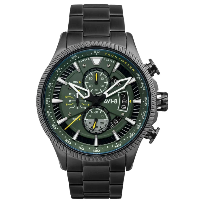 Men's Swiss Made Field Watches-AVI-8 Men's Black Hawker Hunter Chronograph Watch AV-4064-11 Men's Swiss Made Field Watches-AVI-8 Men's Black Hawker Hunter Chronograph Watch AV-4064-11
