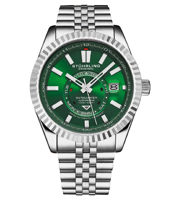 Green Dial/ Silver Strap/ Silver Bezel