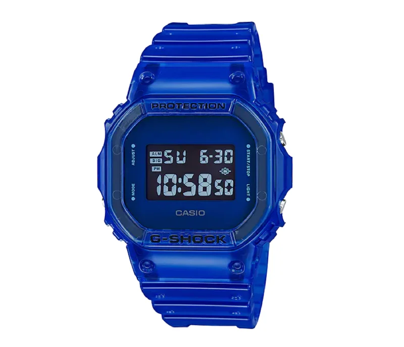 Unisex Extra Large Style Watches-Casio G-Shock Watch Translucent Blue DW-5600SB-2DR