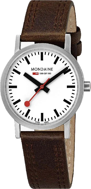 Men's Customized Style Men's Watches-Mondaine Ladies Watch Classic White Brown A658.30323.16SBT