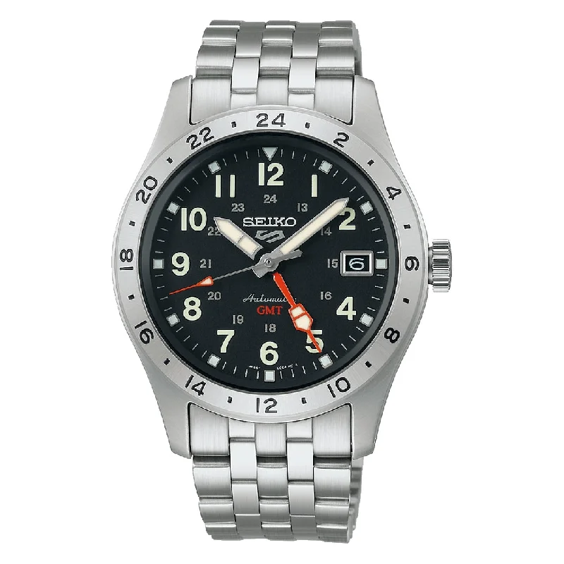 Men's New Year's Eve Style Sports Watches-Orologio Seiko 5 sports SSK023K1 GMT ghiera acciaio quadrante nero Men's New Year's Eve Style Sports Watches-Orologio Seiko 5 sports SSK023K1 GMT ghiera acciaio quadrante nero