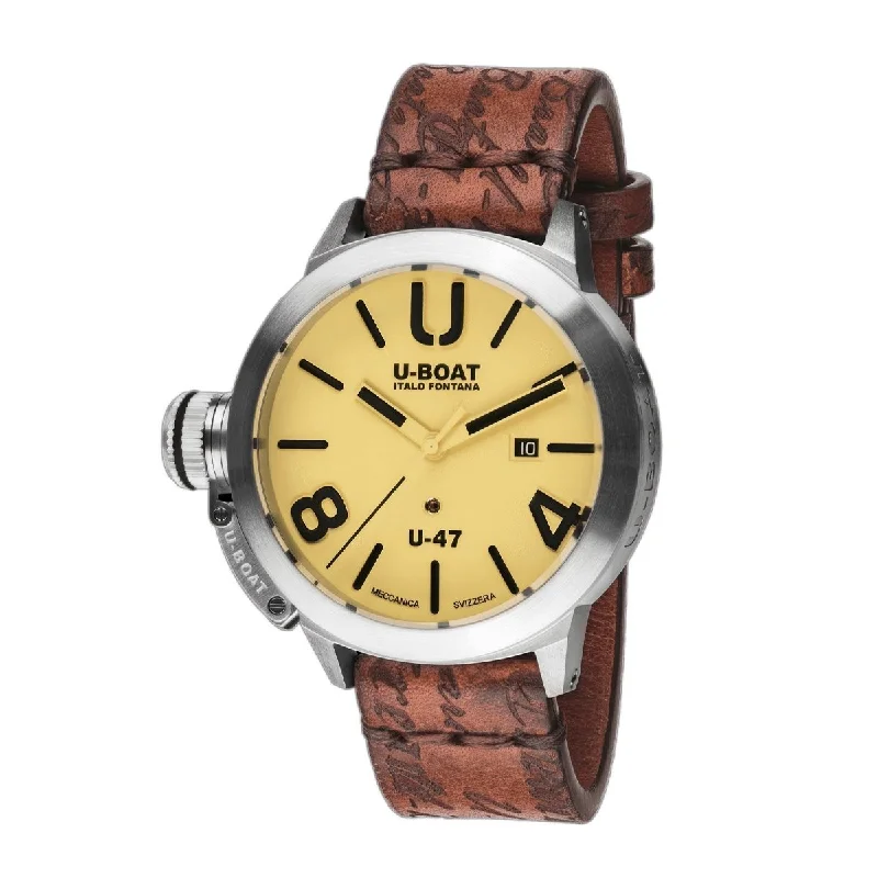 Men's Limited Edition Design Men's Watches-U-Boat Watch Classico U-47 Date Beige 8106 Men's Limited Edition Design Men's Watches-U-Boat Watch Classico U-47 Date Beige 8106