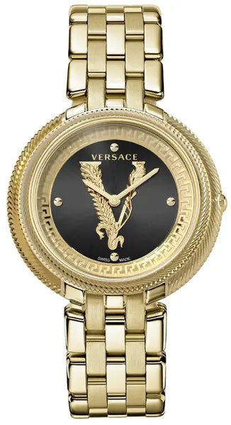 Men's Swiss Customized Edition-Versace Ladies Watch Thea 38mm Black Gold Bracelet VE2CA0723