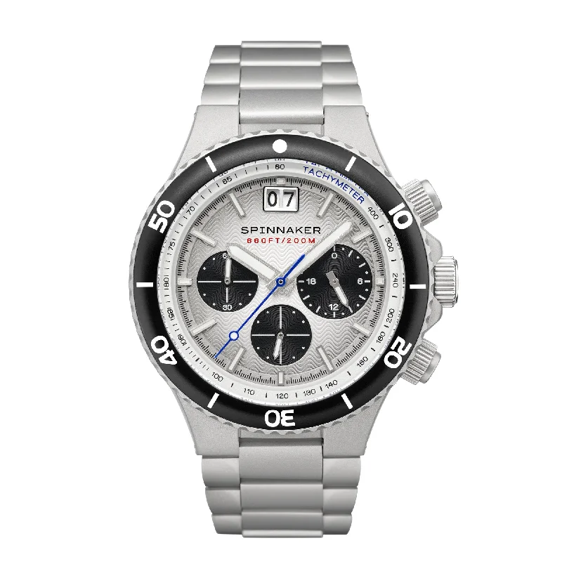 Stylish Men's Dive Watches -Spinnaker Men's Silver White Hydrofoil Watch SP-5086-33