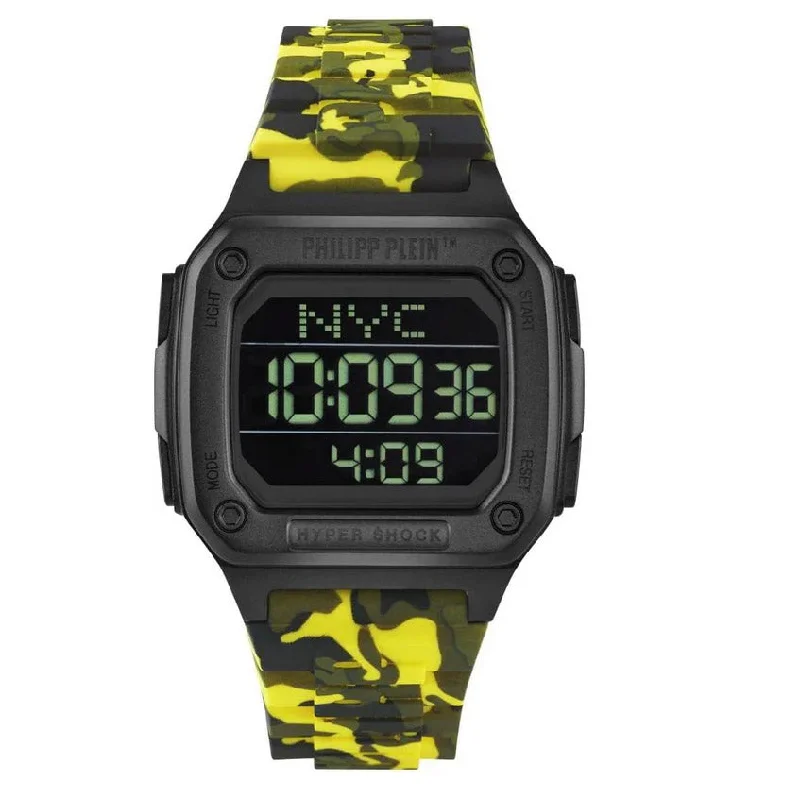 Unisex Tonneau Case Style Watches-Philipp Plein Watch Hyper Shock Yellow Camo PWHAA1722