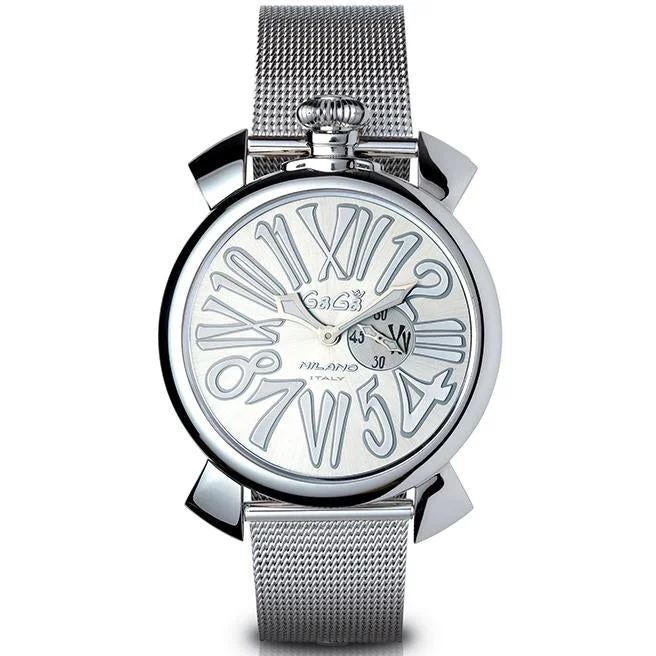 Men's Field Watches Date Display-Gaga Milano Men's White Slim Watch 5080.3