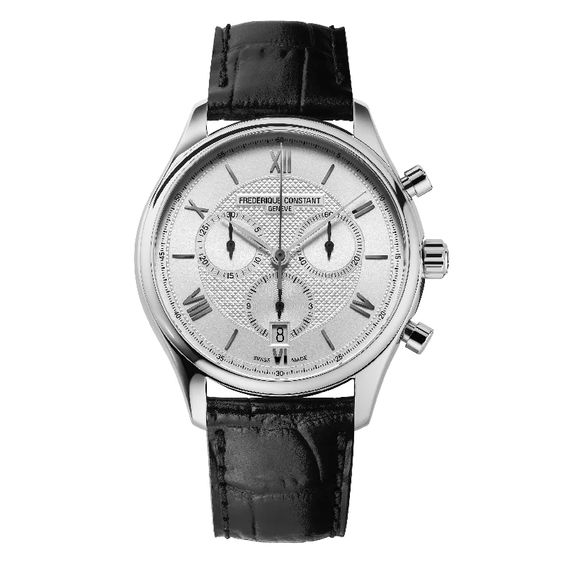 Men's Italian Made Style Men's Watches-Frederique Constant Men’s Fc Classic Quartz Chrono Black Watch  FC-292MS5B6
