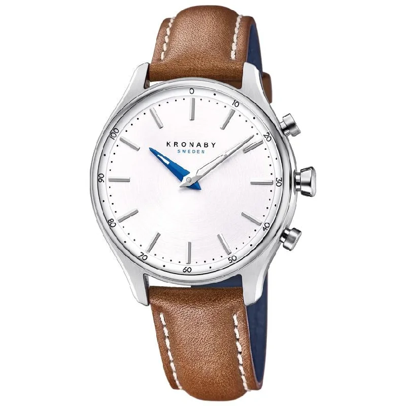 Men's Oval Case Slim Watches-Kronaby S0658/1 Ladies Brown Sekel Hybrid Smartwatch