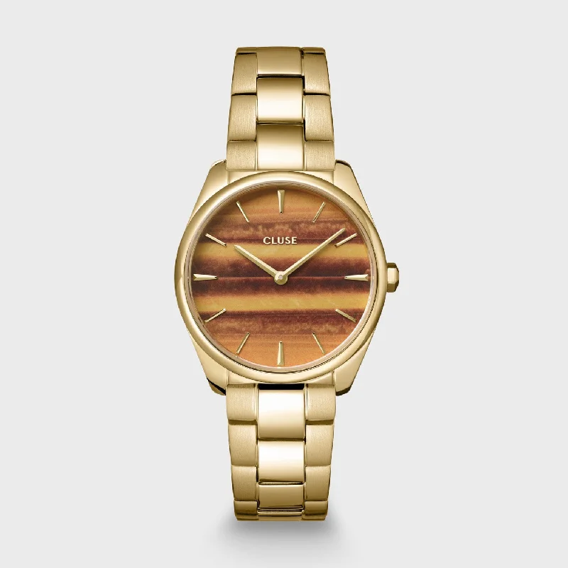 Women's Mechanical Watch Birthday Edition-Féroce Petite Watch Steel Tiger's Eye, Gold Colour