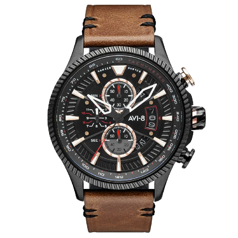 Men's Field Watches Kinetic Edition-AVI-8 Men's Desert Brown Hawker Hunter Avon Watch AV-4064-06