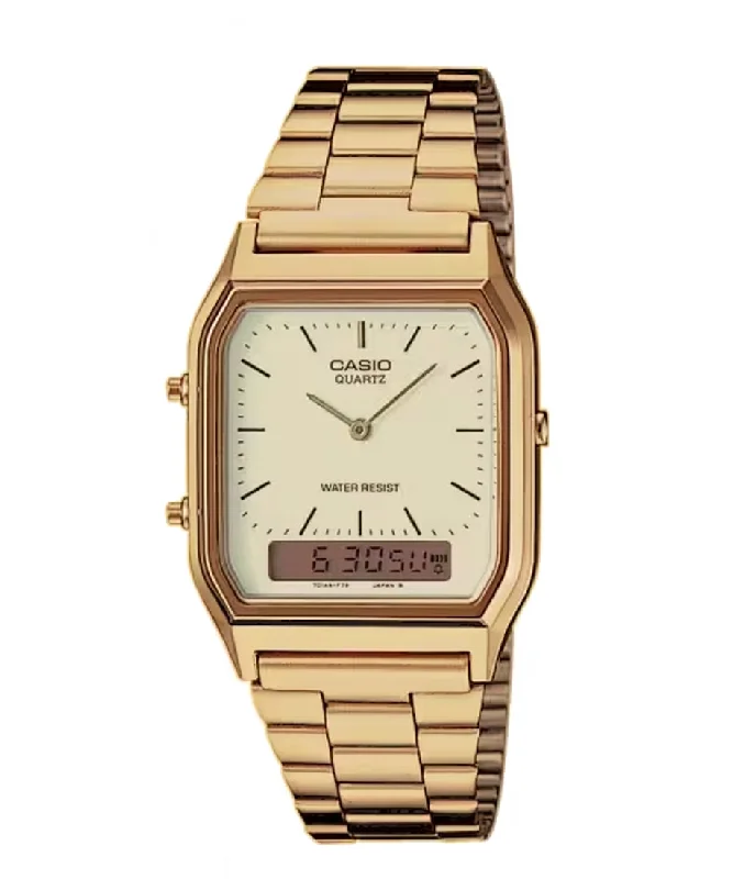 Women's Holiday Season Style Mechanical Watches-Casio vintage AQ-230GA-9DMQYES GMT dorato giallo