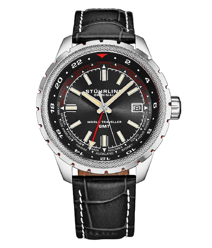 Men's Field Watches Designs-Global Voyager 1014 GMT 42mm World Timer Watch