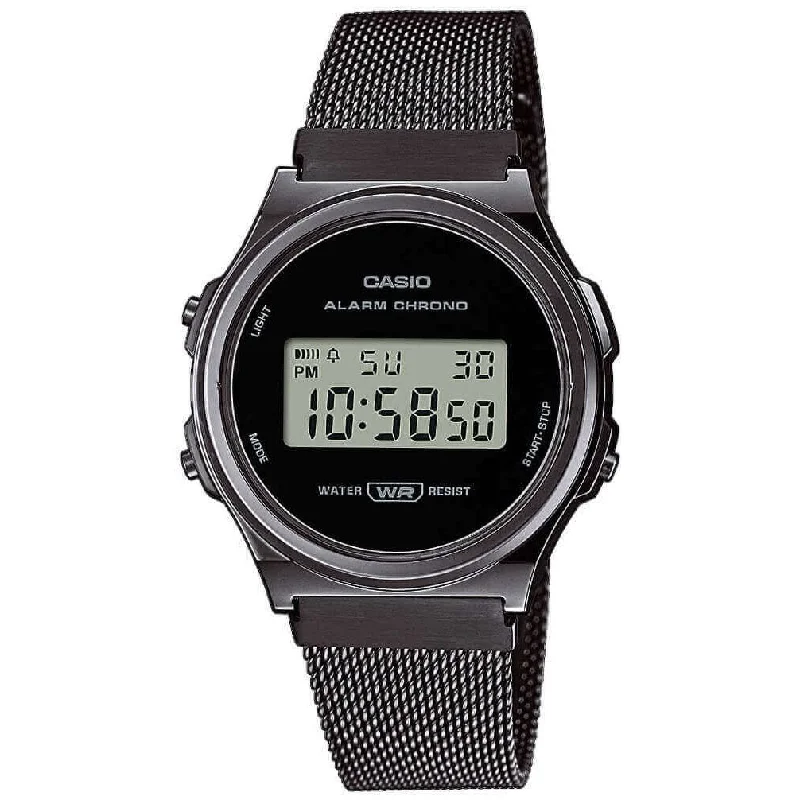 Unisex Gift Design Watches-Casio Vintage Unisex Black Watch A171WEMB-1AEF