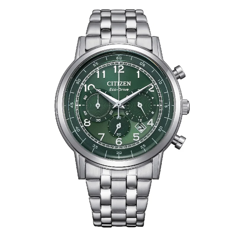 Men's Personalized Style Men's Sports Watches-Orologio Citizen Crono Classic in acciaio quadrante verde CA4630-53X