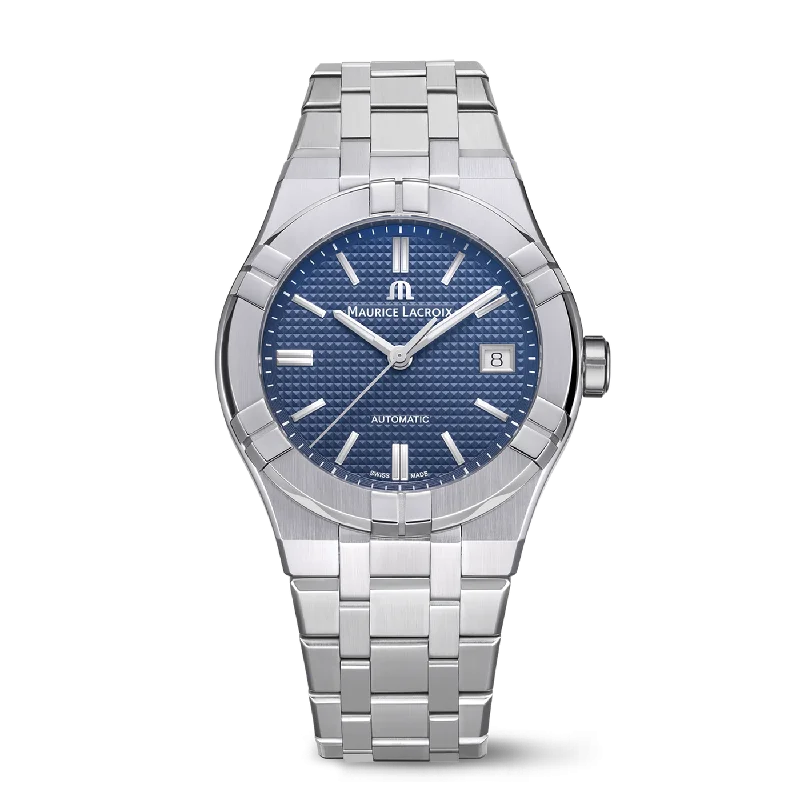 Men's Swiss Limited Edition-Maurice Lacroix Men's Silver Blue Aikon Automatic Watch AI6007-SS002-430-1