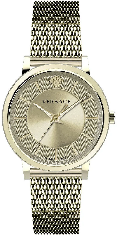 Men's Swiss Office Wear Edition-Versace Men's Watch V-Circle Gold Bracelet VE5A00720