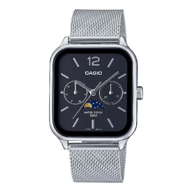 Women's Mechanical Watch Comparison-Orologio Casio MTP-M305M-1AVER rettangolare fasi di luna nero
