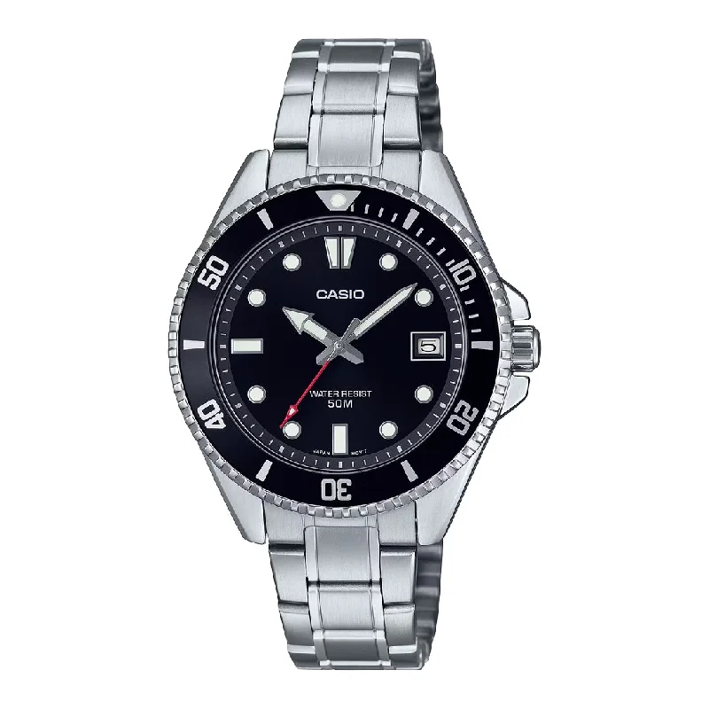Men's Solar Powered Design Sports Watches-Orologio Casio Duro MDV-10D-1A1VEF nero bracciale acciaio unisex