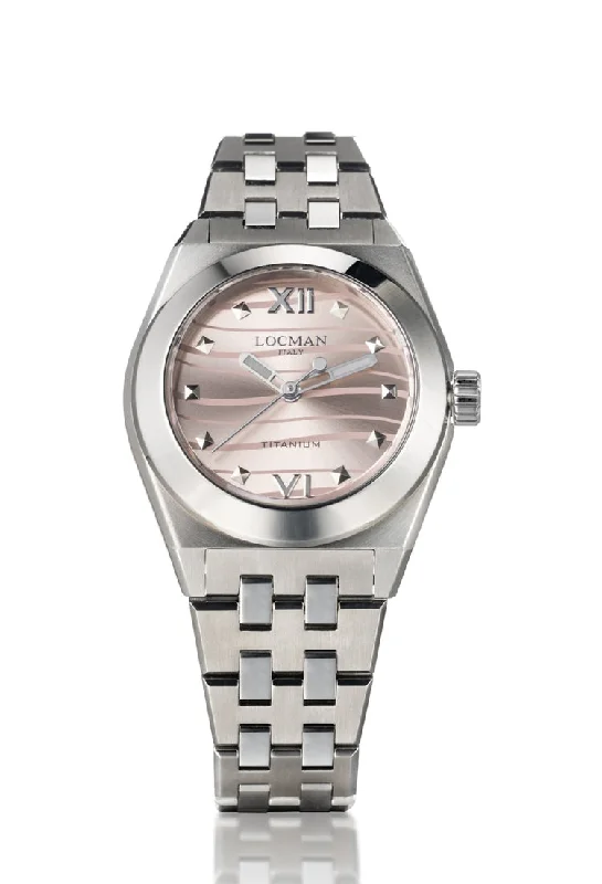 Women's Asian Made Style Mechanical Watches-Locman Stealth Titanio donna rosa sunray 0225T11A-00PKNKB0