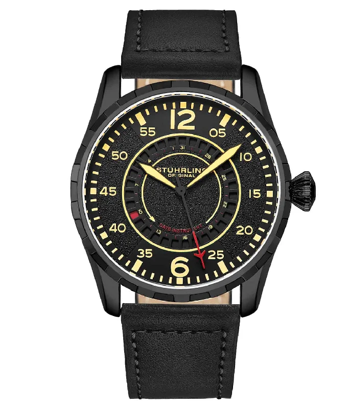 Black Dial / Black Case / Black Leather Strap Black Tang Buckle