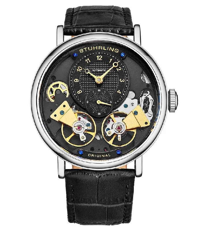 Black Dial / Silver Case / Black Leather Strap Silver Tang Buckle