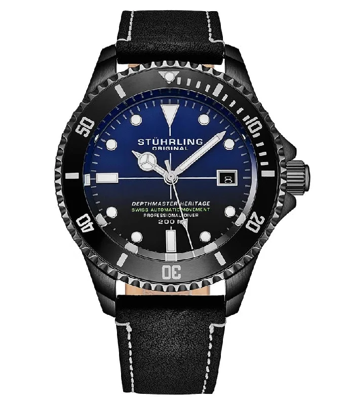 Blue Dial / Black Case / Black Leather Band