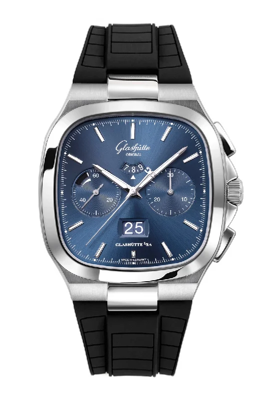 Men's Square Case Design Dress Watches-Glashütte Original Seventies Chronograph Panorama Date 1-37-02-08-02-63